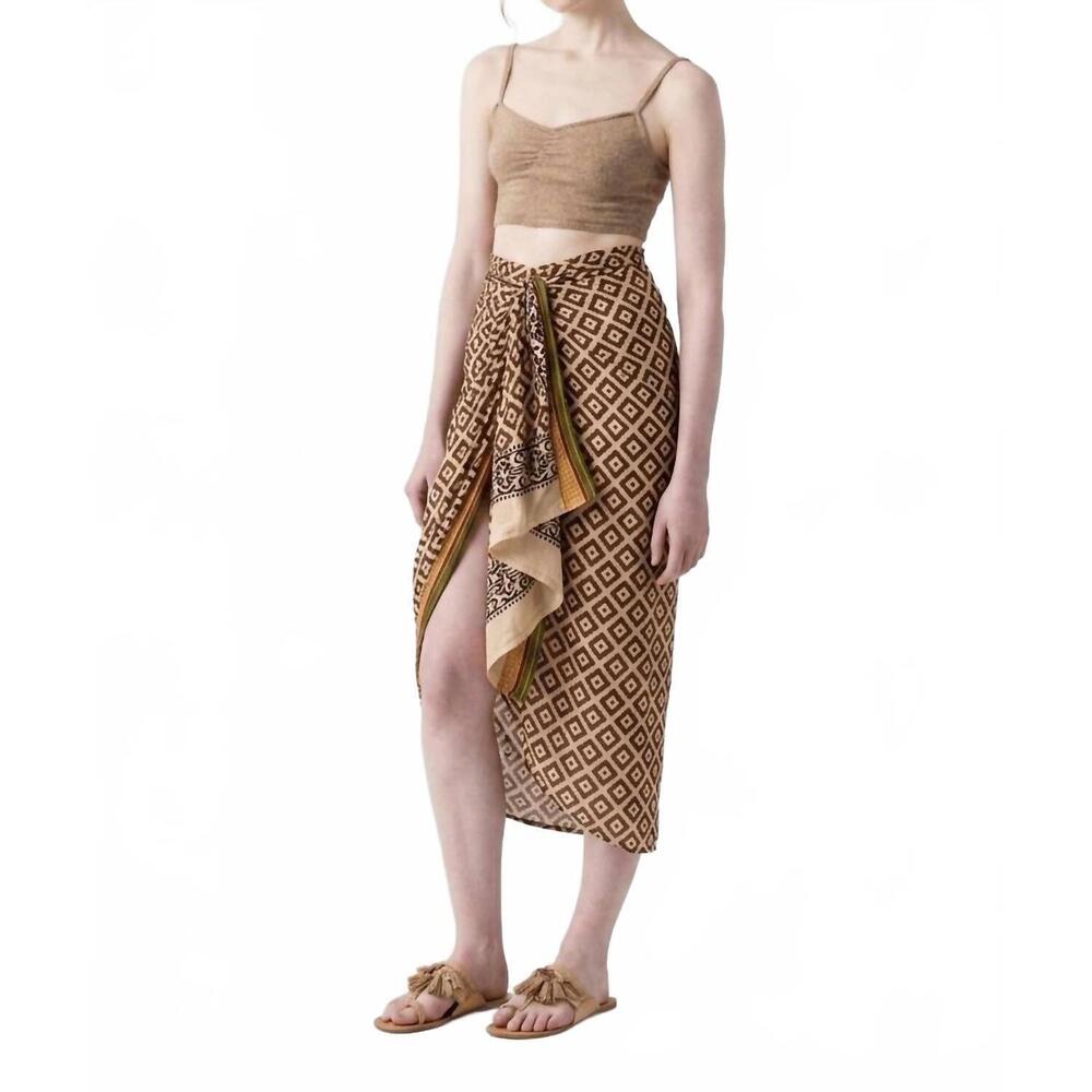 NEW GUADALUPE DESIGN ashi ii pareo skirt in brown - Picture 2 of 3